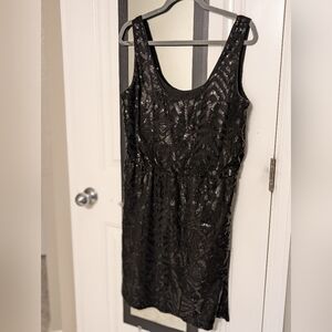 Jessica Simpson NWT Elegant BLACK Sleeveless Scoop Neck Sequin Dress, size 12